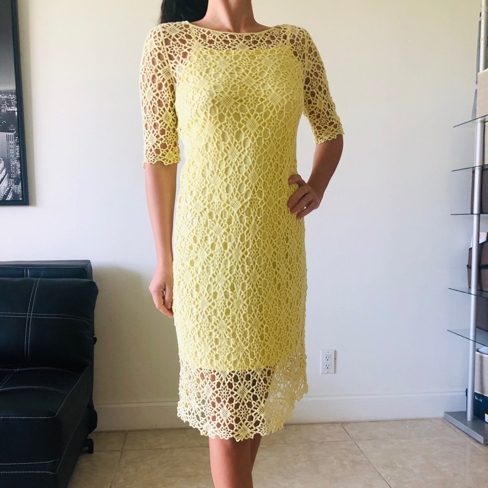 Ralph Lauren Classy Crochet Yellow dress S - Picture 9 of 14